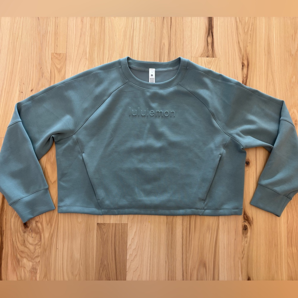 Lululemon Women’s Smooth Spacer Cropped Pullover Sz 14 Sage Green - Picture 9 of 13